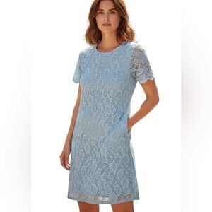 Baby blue Short Sleeve crochet lace embroidered Dress juicy couture size large